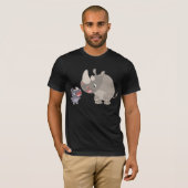 Cute Cartoon Rhino Baby en Big Rhino T-Shirt (Voorkant volledig)