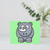 Cute Cartoon Rhino Briefkaart (Staand voorkant)