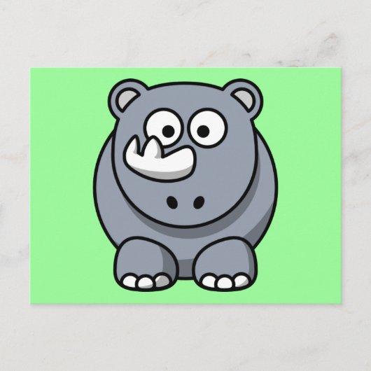 Cute Cartoon Rhino Briefkaart (Voorkant)