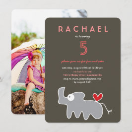 Cute Cartoon Rhinoceros Foto Kids Birthday Party Kaart