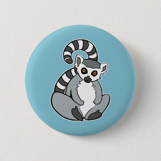 Cute Cartoon Ring-Tailed Lemur Ronde Button 5,7 Cm (Voorkant)