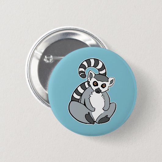 Cute Cartoon Ring-Tailed Lemur Ronde Button 5,7 Cm (Voorkant /achterkant)