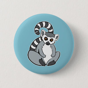 Cute Cartoon Ring-Tailed Lemur Ronde Button 5,7 Cm