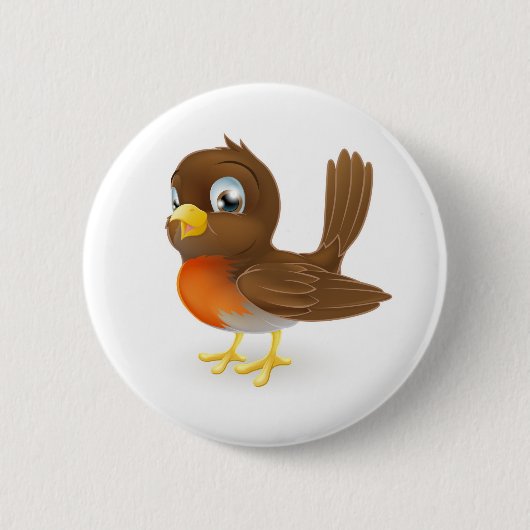 Cute cartoon Robin Illustration Ronde Button 5,7 Cm (Voorkant)