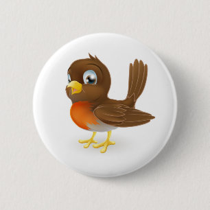 Cute cartoon Robin Illustration Ronde Button 5,7 Cm