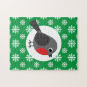 Cute Cartoon Robin met Snowflakes Legpuzzel (Horizontaal)