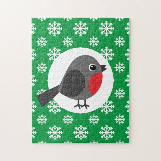 Cute Cartoon Robin met Snowflakes Legpuzzel (Verticaal)