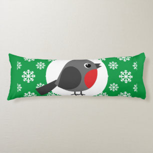 Cute Cartoon Robin met Snowflakes Lichaamskussen
