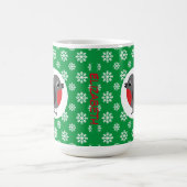 Cute Cartoon Robin met Snowflakes | Naam toevoegen Koffiemok (Center)