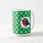 Cute Cartoon Robin met Snowflakes | Naam toevoegen Koffiemok (Voorkant rechts)
