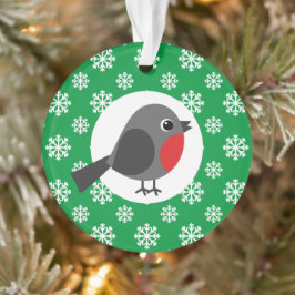 Cute Cartoon Robin met Snowflakes Ornament
