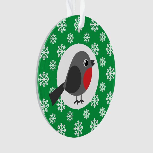 Cute Cartoon Robin met Snowflakes Ornament (voorkant)