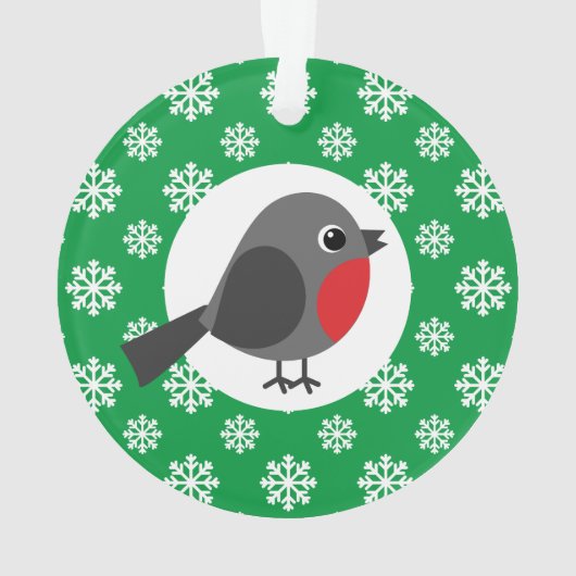 Cute Cartoon Robin met Snowflakes Ornament (achterkant)