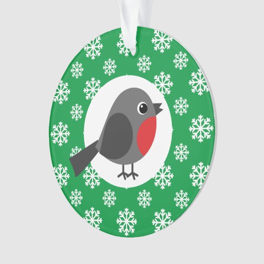 Cute Cartoon Robin met Snowflakes Ornament (voorkant)