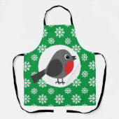 Cute Cartoon Robin met Snowflakes Schort (Voorkant)