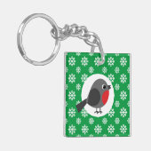 Cute Cartoon Robin met Snowflakes Sleutelhanger (Voorkant Links)