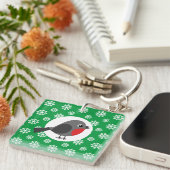 Cute Cartoon Robin met Snowflakes Sleutelhanger (Voorkant Rechts)