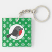 Cute Cartoon Robin met Snowflakes Sleutelhanger (Achterkant)