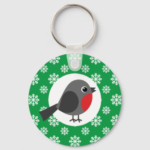 Cute Cartoon Robin met Snowflakes Sleutelhanger