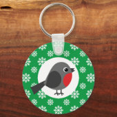 Cute Cartoon Robin met Snowflakes Sleutelhanger (Voorkant)