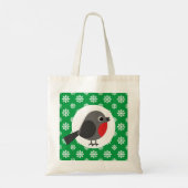 Cute Cartoon Robin met Snowflakes Tote Bag (Achterkant)