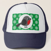 Cute Cartoon Robin met Snowflakes Trucker Pet (Voorkant)