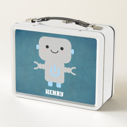 Cute Cartoon Robot Blue (Achterkant)