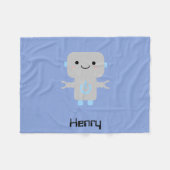 Cute Cartoon Robot Blue Fleece Deken (Voorkant (Horizontaal))