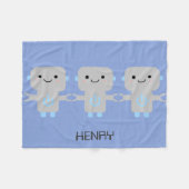 Cute Cartoon Robot Blue Fleece Deken (Voorkant (Horizontaal))