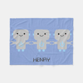 Cute Cartoon Robot Blue Fleece Deken