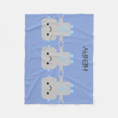 Cute Cartoon Robot Blue Fleece Deken (Voorkant)