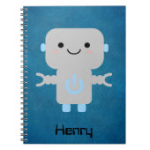 Cute Cartoon Robot Blue Notitieboek (Voorkant)