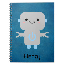 Cute Cartoon Robot Blue Notitieboek