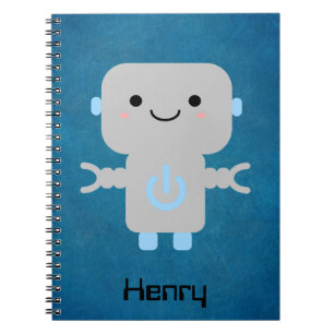 Cute Cartoon Robot Blue Notitieboek