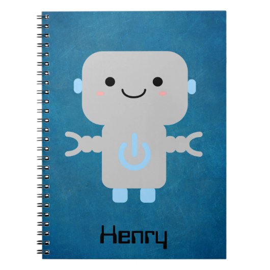 Cute Cartoon Robot Blue Notitieboek (Voorkant)