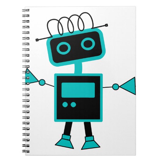 Cute Cartoon Robot gemaakt van elektronische symbo Notitieboek (Voorkant)