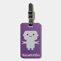 Cute Cartoon Robot Paars met naam