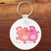 Cute Cartoon Roller-Schaats Varkens Sleutelhanger (Voorkant)
