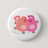 Cute Cartoon Roller-Skating Pigs Button Badge (Voorkant)