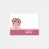 Cute Cartoon Roze Owl Gepersonaliseerd Post-it® Notes (Voorkant)