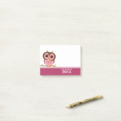 Cute Cartoon Roze Owl Gepersonaliseerd Post-it® Notes (Op bureau)