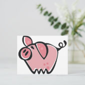 Cute Cartoon Roze Pig Briefkaart (Staand voorkant)