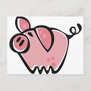 Cute Cartoon Roze Pig Briefkaart