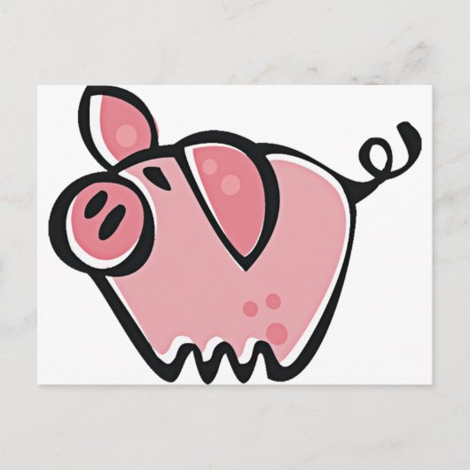 Cute Cartoon Roze Pig Briefkaart (Voorkant)