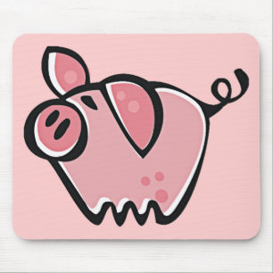 Cute Cartoon Roze Pig Muismat