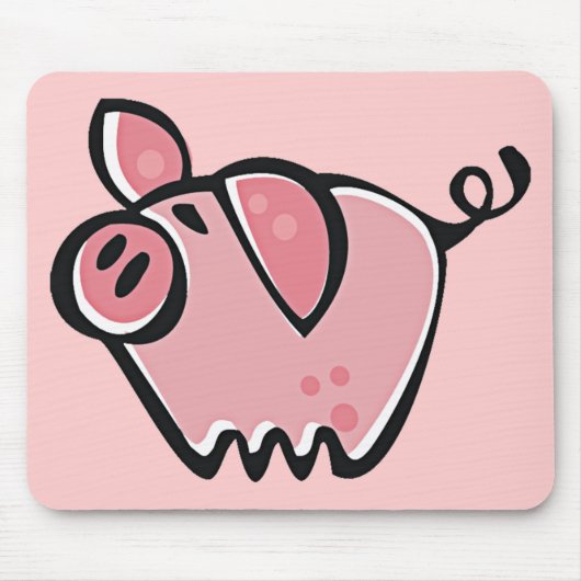 Cute Cartoon Roze Pig Muismat (Voorkant)