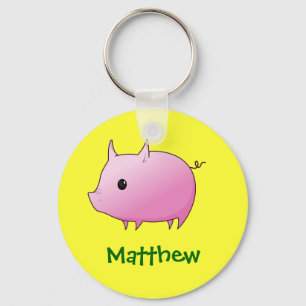 Cute Cartoon Roze Roze Varken Gepersonaliseerde Na Sleutelhanger