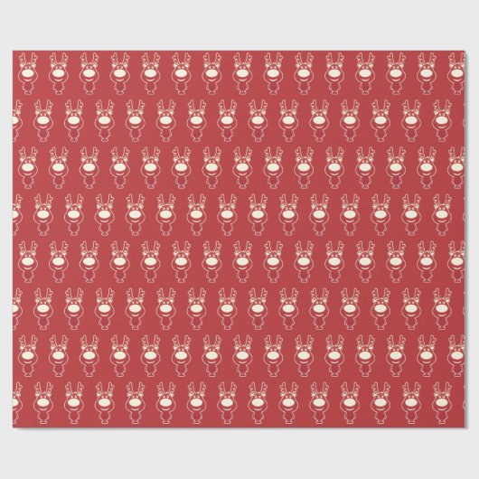 Cute Cartoon Rudolph Red Pattern Cadeaupapier (Vlak)