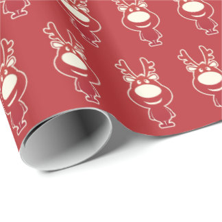 Cute Cartoon Rudolph Red Pattern Cadeaupapier