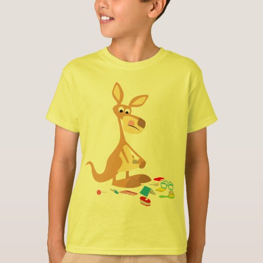 Cute Cartoon Rummaging Kangaroo Children T-Shirt (Voorkant)